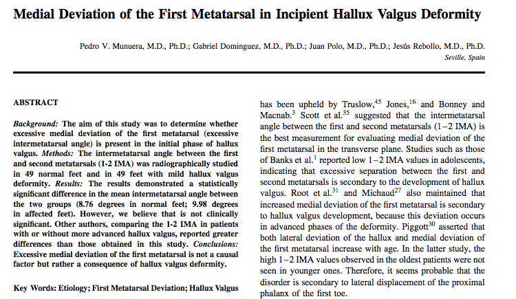 Medial Deviation of the First Metatarsal in Incipient Hallux Valgus Deformity